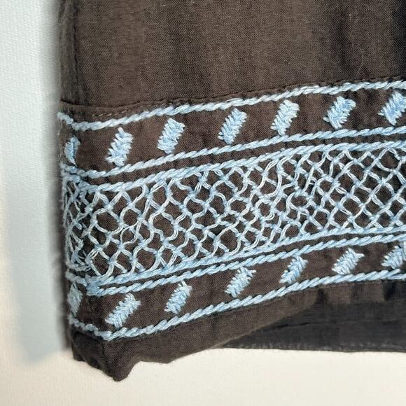 Gretchen Scott Binge Embroidered Tunic Dress Charcoal Grey Blue - Picture 6 of 15